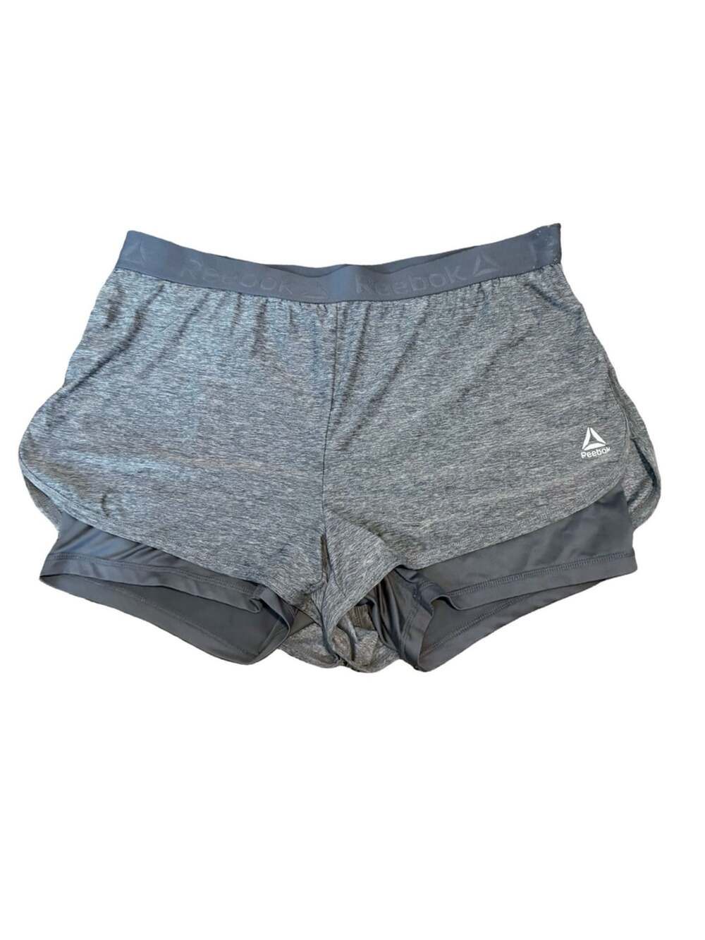 Reebok 2-in-1 Athletic Shorts Size Large Gray Heather Workout